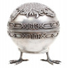 LARGE RUSSIAN SILVER EGG WITH CHICKEN LEGS STAND PIC-3