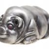 RUSSIAN CARVED SILVER PIG FIGURINE WITH RUBY EYES PIC-0