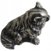 RUSSIAN CARVED SILVER CAT FIGURINE W EMERALD EYES PIC-4