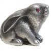 RUSSIAN CARVED SILVER RABBIT FIGURINE W RUBY EYES PIC-0