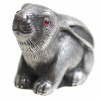 RUSSIAN CARVED SILVER RABBIT FIGURINE W RUBY EYES PIC-1