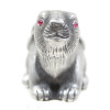 RUSSIAN CARVED SILVER RABBIT FIGURINE W RUBY EYES PIC-2