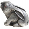 RUSSIAN CARVED SILVER RABBIT FIGURINE W RUBY EYES PIC-3