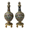 A PAIR OF RUSSIAN SILVER & ENAMEL PERFUME BOTTLES PIC-0