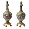 A PAIR OF RUSSIAN SILVER & ENAMEL PERFUME BOTTLES PIC-1