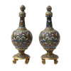 A PAIR OF RUSSIAN SILVER & ENAMEL PERFUME BOTTLES PIC-2