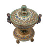 A RUSSIAN GILT SILVER AND ENAMEL LIDDED BOWL PIC-1