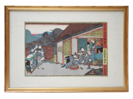 AN ANTIQUE JAPANESE WOODBLOCK BY TOYOKUNI III