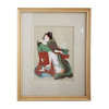 ANTIQUE JAPANESE SHUNGA WATERCOLOR PAINTING PIC-0