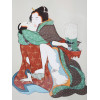 ANTIQUE JAPANESE SHUNGA WATERCOLOR PAINTING PIC-1