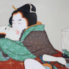 ANTIQUE JAPANESE SHUNGA WATERCOLOR PAINTING PIC-2