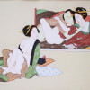 AN ANTIQUE JAPANESE WATERCOLOR SHUNGA PAINTING PIC-1