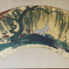 EARLY 20TH CENTURY JAPANESE FAN PAINTING CRANES PIC-1
