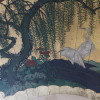 EARLY 20TH CENTURY JAPANESE FAN PAINTING CRANES PIC-2