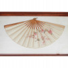 VINTAGE CHINESE WATERCOLOR FAN FLOWER BIRD FRAMED PIC-0