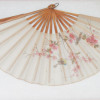 VINTAGE CHINESE WATERCOLOR FAN FLOWER BIRD FRAMED PIC-2