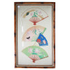 CHINESE WATERCOLOR PAINTING ON SILK FANS FRAMED PIC-0