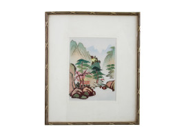 ANTIQUE CHINESE SILK COLORED LANDSCAPE EMBROIDERY