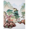 ANTIQUE CHINESE SILK COLORED LANDSCAPE EMBROIDERY PIC-1