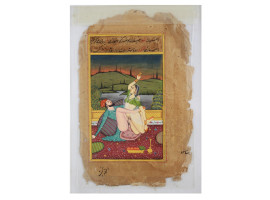 INDO PERSIAN MUGHAL EROTIC PAINTING W MANUSCRIPT