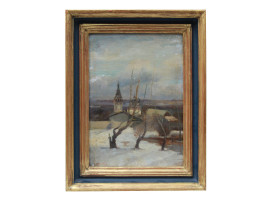 A RUSSIAN OIL PAINTING ATTR TO ALEKSEI SAVRASOV