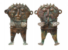 A PAIR OF AFRICAN TIKAR CAMEROON BRONZE FIGURES