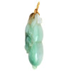 A CHINESE GREEN JADE PENDANT WITH 14K GOLD LOOP PIC-1