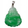 A CHINESE GREEN JADE & 18K GOLD BUDA PENDANT PIC-0