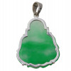 A CHINESE GREEN JADE & 18K GOLD BUDA PENDANT PIC-1