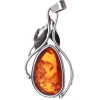 A JEWELRY SET OF AMBER & SILVER RINGS AND PENDANT PIC-3