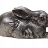 A RUSSIAN SILVER RABBIT FIGURINE WITH RUBY EYESRUSSIAN SILVER RABBIT FIGURE PIC-2