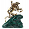 RUSSIAN GILT SILVER AND MALACHITE STATUE PETER I PIC-0