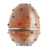 A RUSSIAN EASTER EGG HONEY AGATE RUBY SILVER PIC-1