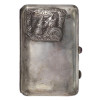 A RUSSIAN SILVER CIGARETTE CASE W AMETHYST BUTTON PIC-0