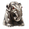 A RUSSIAN SILVER ELEPHANT FIGURINE WITH RUBY EYES PIC-0