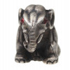 A RUSSIAN SILVER ELEPHANT FIGURINE WITH RUBY EYES PIC-2