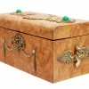RUSSIAN KARELIAN BIRCH BOX WITH SILVER AND STONES PIC-1