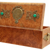 RUSSIAN KARELIAN BIRCH BOX WITH SILVER AND STONES PIC-3