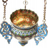 A RUSSIAN LAMPADA SILVER ENAMEL PLIQUE A JOUR PIC-1