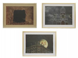 RUSSIAN SET OF THREE PRINTS ABSTRACT KREMLIN MOON