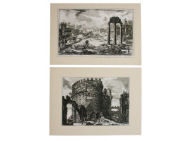 AFTER PIRANESI PAIR OF ENGRAVINGS ITALIAN VIEWS