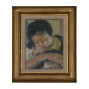 A LUIGI CORBELLINI OIL PAINTING OF A BABY GIRL PIC-0