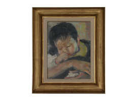 A LUIGI CORBELLINI OIL PAINTING OF A BABY GIRL