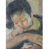 A LUIGI CORBELLINI OIL PAINTING OF A BABY GIRL PIC-1