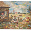 RUSSIAN OIL PAINTING PEASANT BY DAVID BURLIUK PIC-0