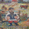 RUSSIAN OIL PAINTING PEASANT BY DAVID BURLIUK PIC-2