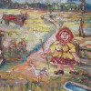 RUSSIAN OIL PAINTING PEASANT BY DAVID BURLIUK PIC-3