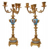 AN ANTIQUE GILD BRONZE & PORCELAIN CANDLE HOLDERS PIC-1