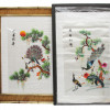 CHINESE PAIR OF SILK COLORED EMBROIDERY PEACOCKS PIC-0