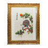 CHINESE PAIR OF SILK COLORED EMBROIDERY PEACOCKS PIC-1